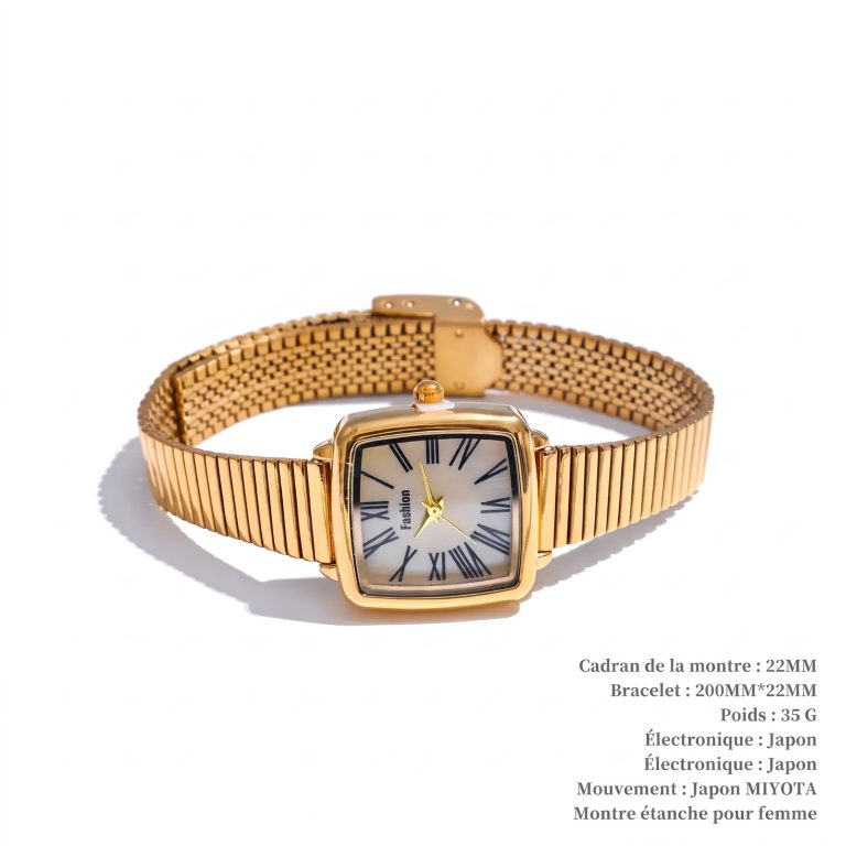 Montre-vintage-doree-au-style-retro-chic-avec-bracelet-en-acier-et-cadran-nacre-picture-1-4