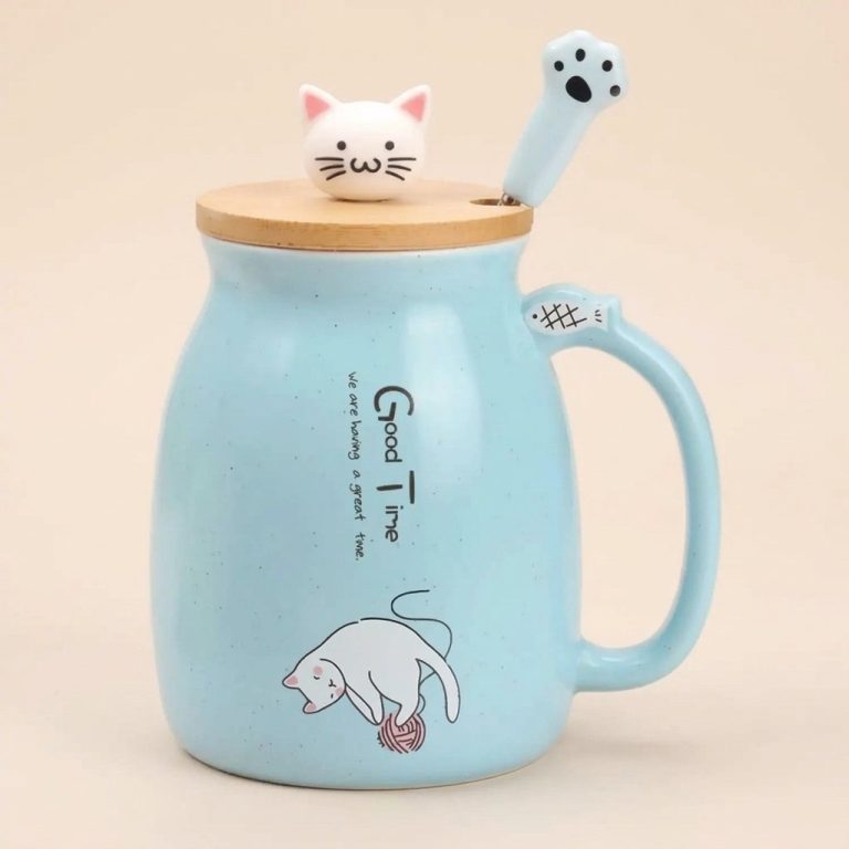 Mug-kawaii-chat-avec-couvercle-en-bambou-et-cuillere-patte-de-chat-miniature