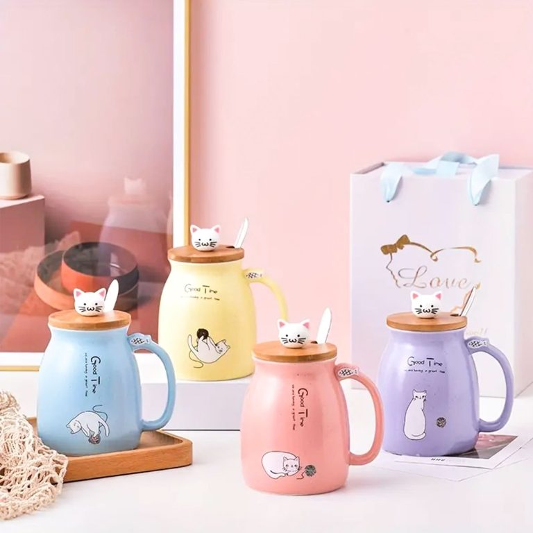 Mug-kawaii-chat-avec-couvercle-en-bambou-et-cuillere-patte-de-chat-picture-1