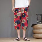 Pantacourt-large-homme-a-motifs-floraux-coupe-sarouel-et-taille-elastique-picture-5