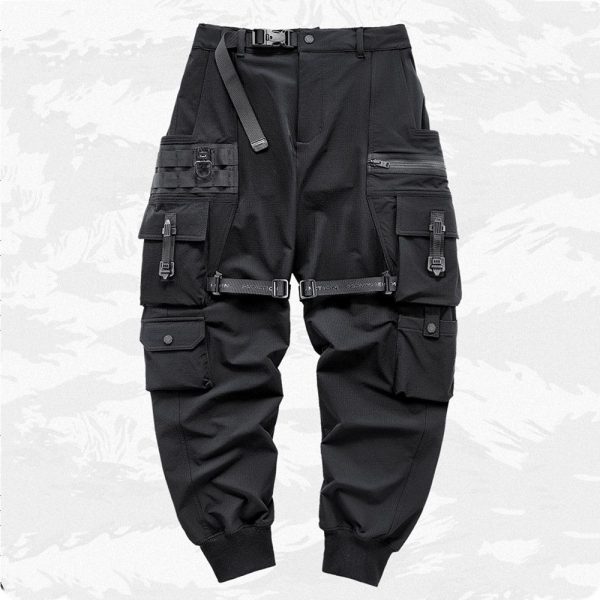 Pantalon à sangles ajustables et poches zippées pour un style streetwear urbain fonctionnel