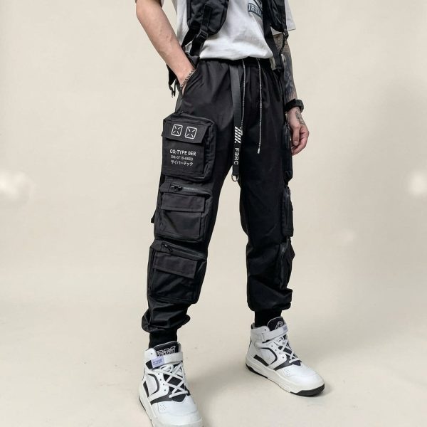Pantalon cargo réfléchissant multipoches au style urbain et tactique
