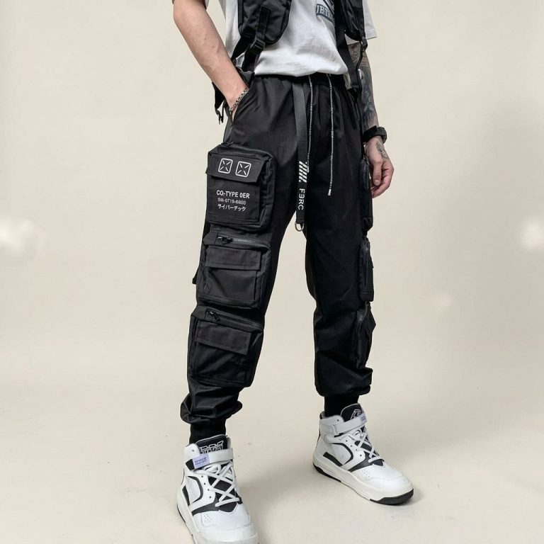 Pantalon cargo réfléchissant multipoches au style urbain et tactique