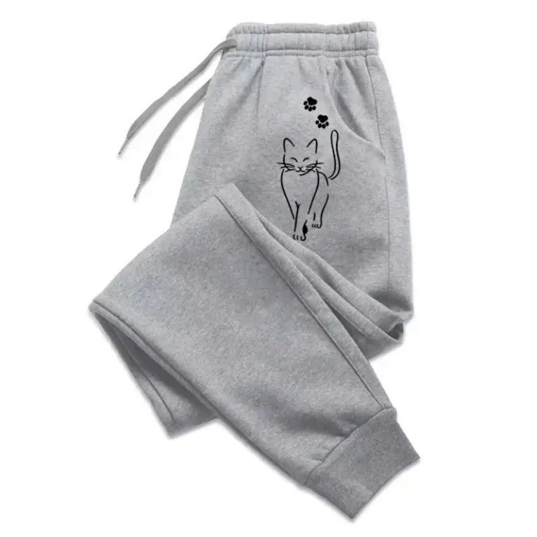 Pantalon-de-jogging-droit-en-molleton-a-motif-de-chat-picture-3