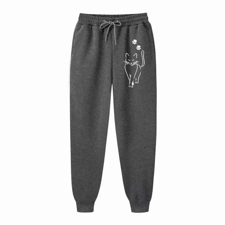 Pantalon-de-jogging-droit-en-molleton-a-motif-de-chat-picture-4