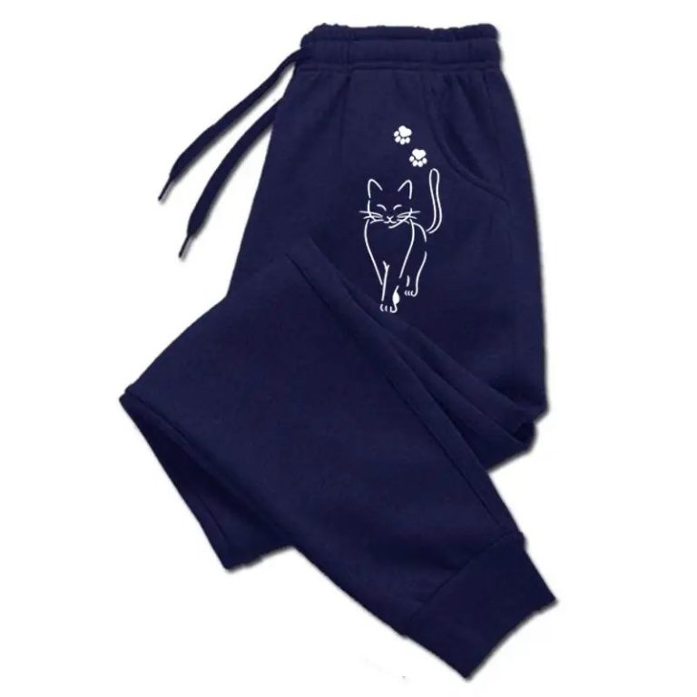 Pantalon-de-jogging-droit-en-molleton-a-motif-de-chat-picture-6