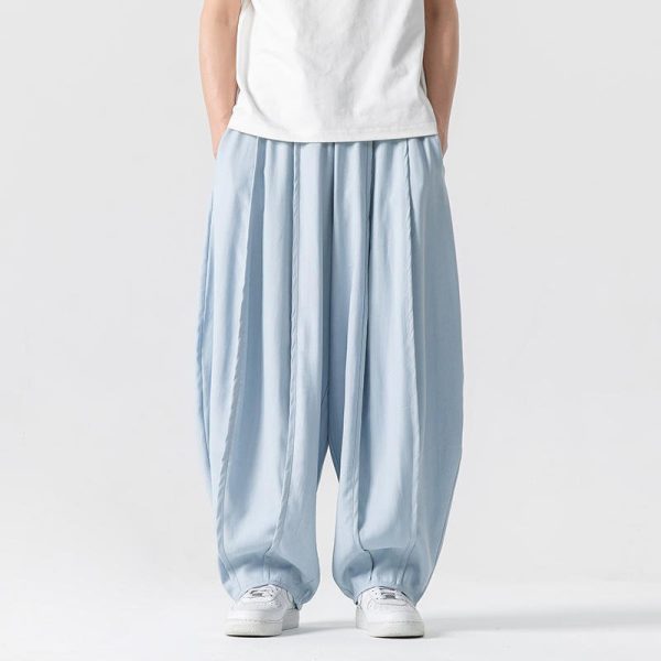 Pantalon parachute homme oversize à plis