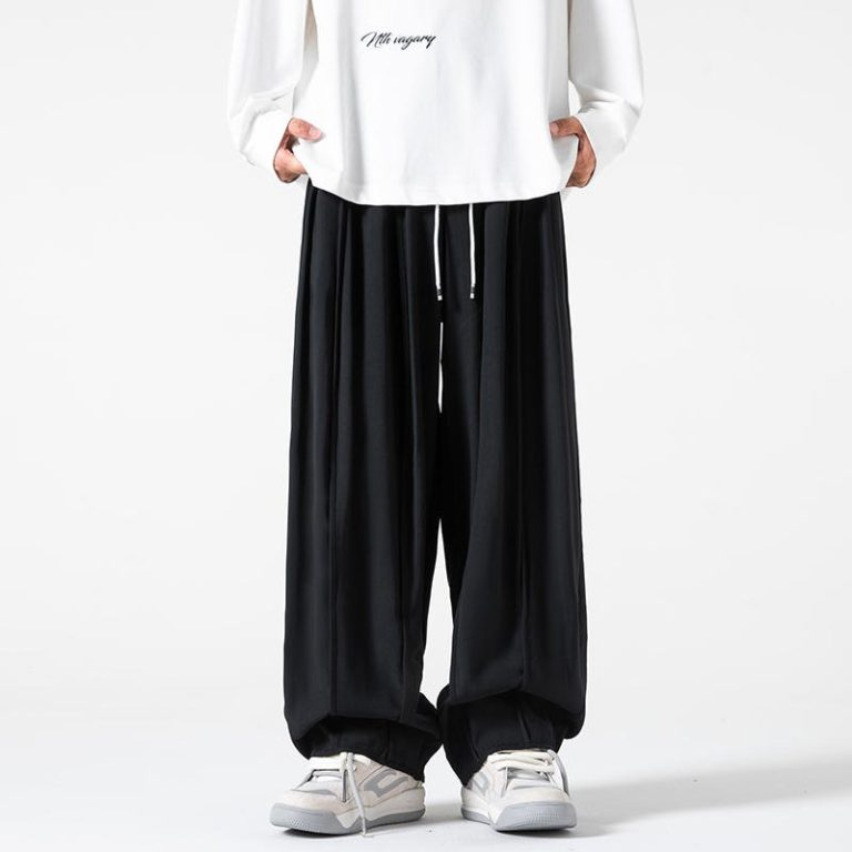 Pantalon-parachute-homme-oversize-a-plis-avec-jambes-larges-et-taille-elastique-picture-2
