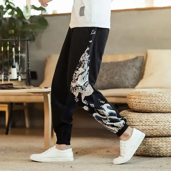 Pantalon sarouel homme grande taille dragon
