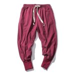 Pantalon-sarouel-leger-a-entrejambe-tombant-et-bas-de-jambes-coteles-picture-1
