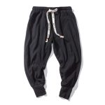 Pantalon-sarouel-leger-a-entrejambe-tombant-et-bas-de-jambes-coteles-picture-2