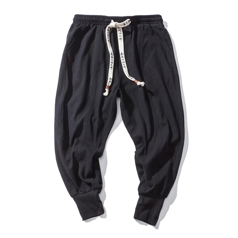Pantalon-sarouel-leger-a-entrejambe-tombant-et-bas-de-jambes-coteles-picture-2