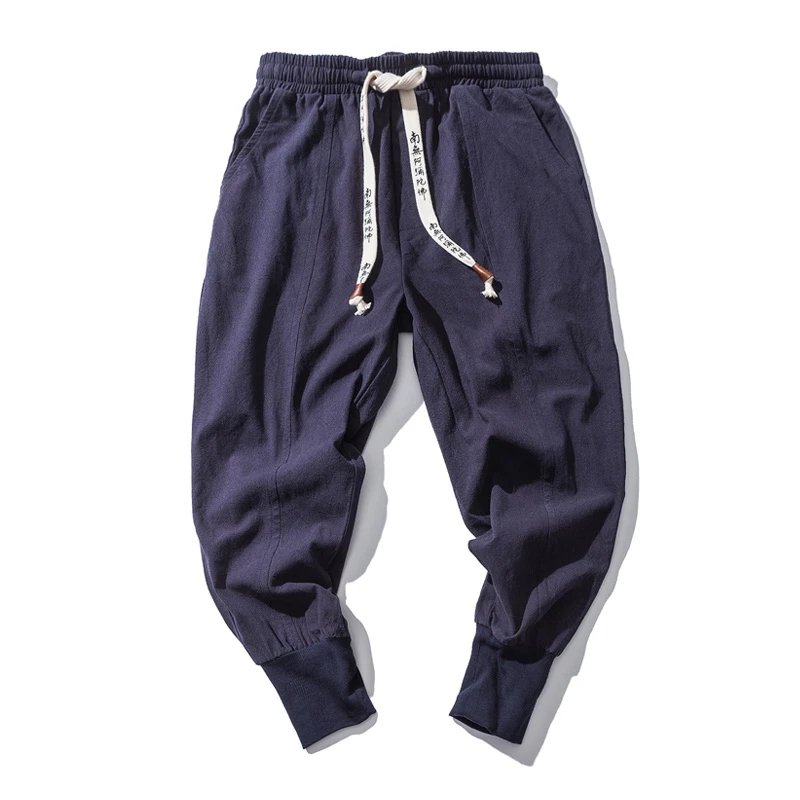 Pantalon-sarouel-leger-a-entrejambe-tombant-et-bas-de-jambes-coteles-picture-3