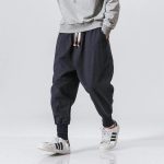 Pantalon-sarouel-leger-a-entrejambe-tombant-et-bas-de-jambes-coteles-picture-5