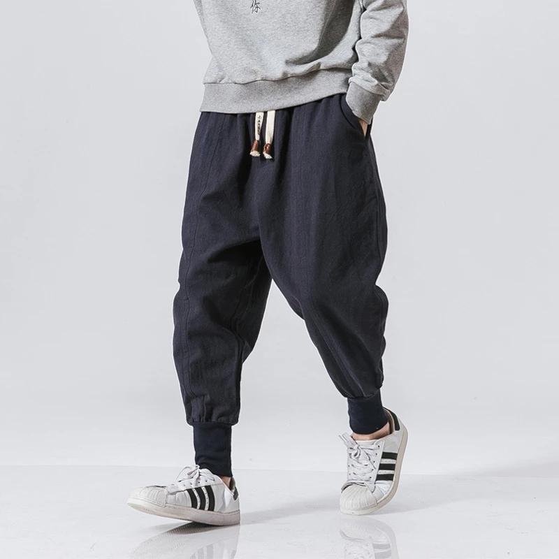 Pantalon-sarouel-leger-a-entrejambe-tombant-et-bas-de-jambes-coteles-picture-5