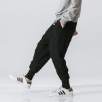 Pantalon-sarouel-leger-a-entrejambe-tombant-et-bas-de-jambes-coteles-picture-7