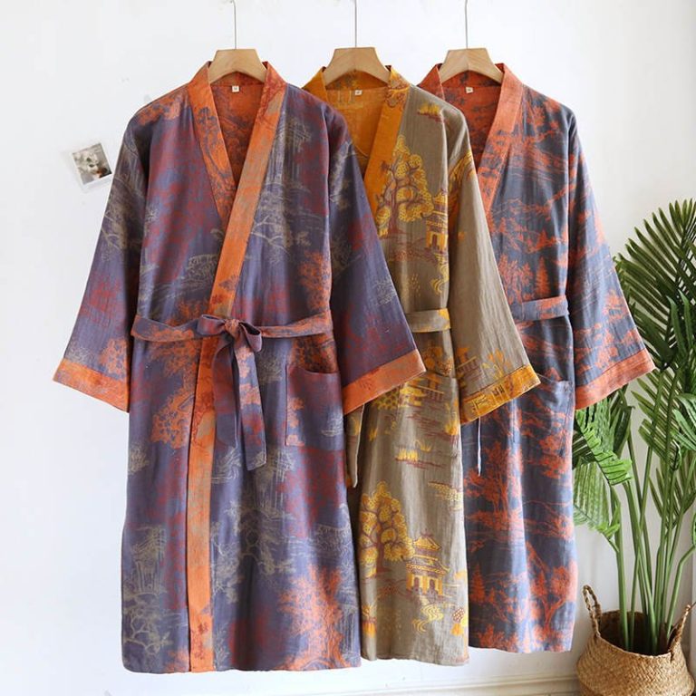 Peignoir-kimono-femme-coton-a-motifs-de-paysages-japonais-picture-1