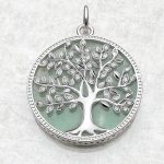 Pendentif arbre de vie en argent 925 avec pierre verte et zirconium