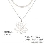 Pendentif-lotus-epure-en-acier-inoxydable-sur-chaine-fine-pour-femme-Argente-Chaine-Serpent