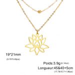 Pendentif-lotus-epure-en-acier-inoxydable-sur-chaine-fine-pour-femme-Modeles-Dore-Double-Chaine
