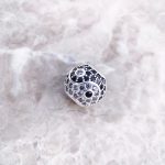 Perle pour yin yang en argent avec pavage contrasté de zirconiums