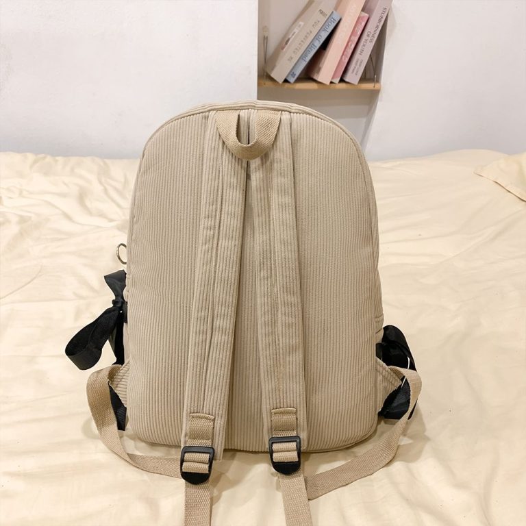 Petit-sac-a-dos-femme-en-velours-cotele-avec-nuds-decoratifs-satines-picture-2