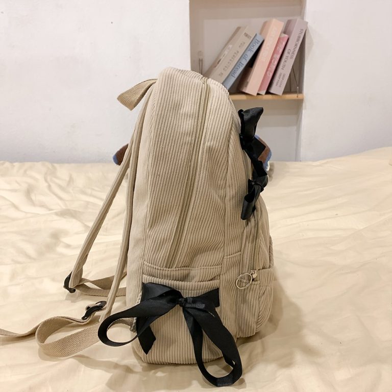 Petit-sac-a-dos-femme-en-velours-cotele-avec-nuds-decoratifs-satines-picture-3