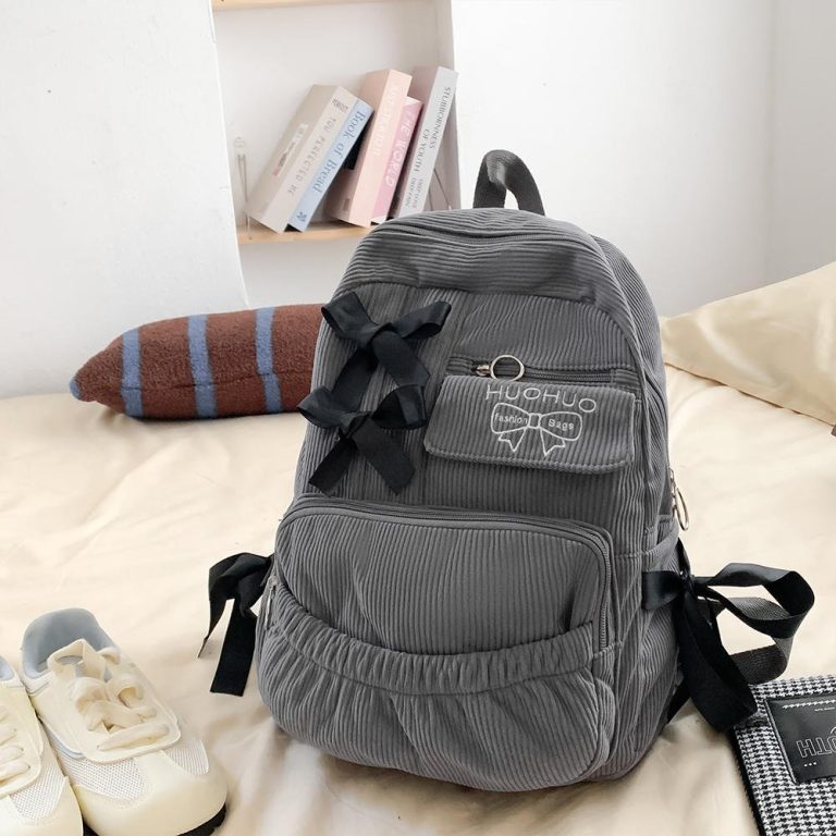 Petit-sac-a-dos-femme-en-velours-cotele-avec-nuds-decoratifs-satines-picture-7