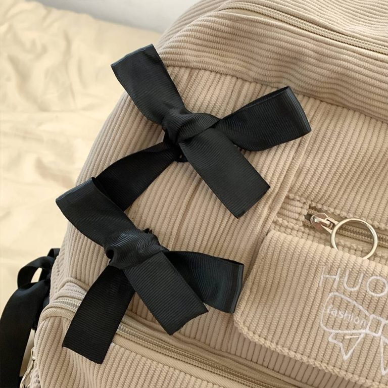 Petit-sac-a-dos-femme-en-velours-cotele-avec-nuds-decoratifs-satines-picture-8