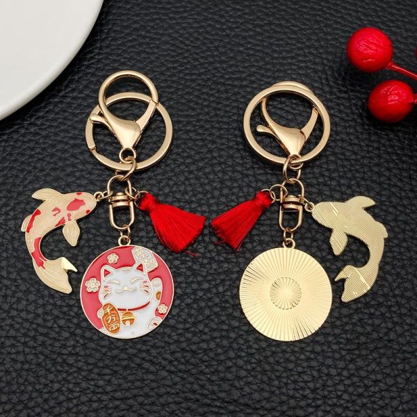 Porte-clés porte-bonheur japonais maneki-neko