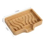 Porte-savon en bambou naturel avec rainures sculptées auto-drainantes et patins antidérapants