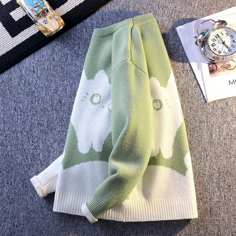 Pull-femme-motif-chat-fantome-a-col-rond-picture-2
