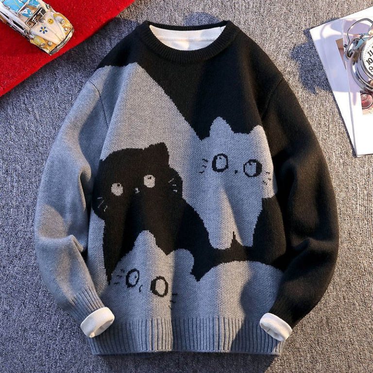 Pull-femme-motif-chat-fantome-a-col-rond-picture-3