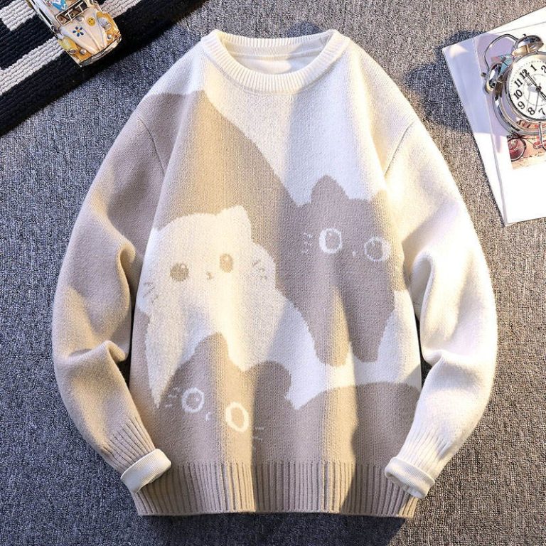 Pull-femme-motif-chat-fantome-a-col-rond-picture-4