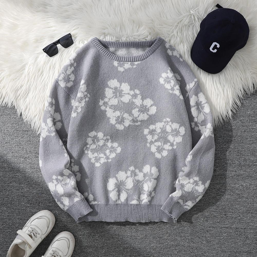 Pull-floral-geometrique-en-laine-polyester-a-manches-longues-et-col-rond-picture-6