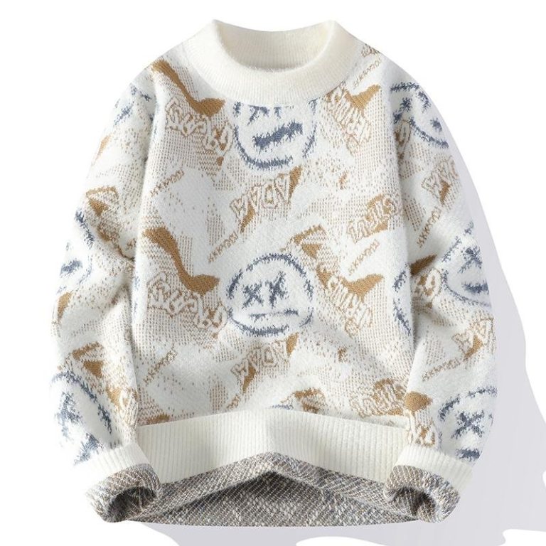 Pull-jacquard-en-maille-epaisse-a-motifs-decoratifs-et-finitions-cotelees-picture-4