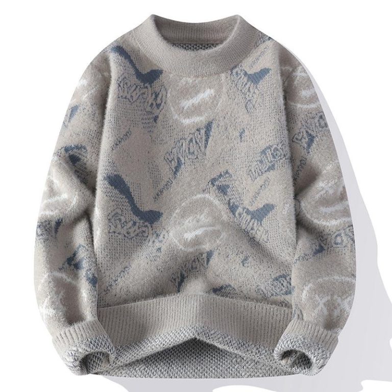 Pull-jacquard-en-maille-epaisse-a-motifs-decoratifs-et-finitions-cotelees-picture-5