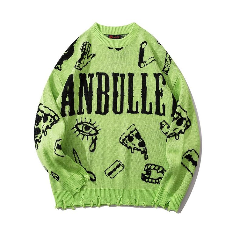 Pull-maille-oversize-streetwear-orne-de-symboles-punk-et-de-finitions-destructur-picture-5