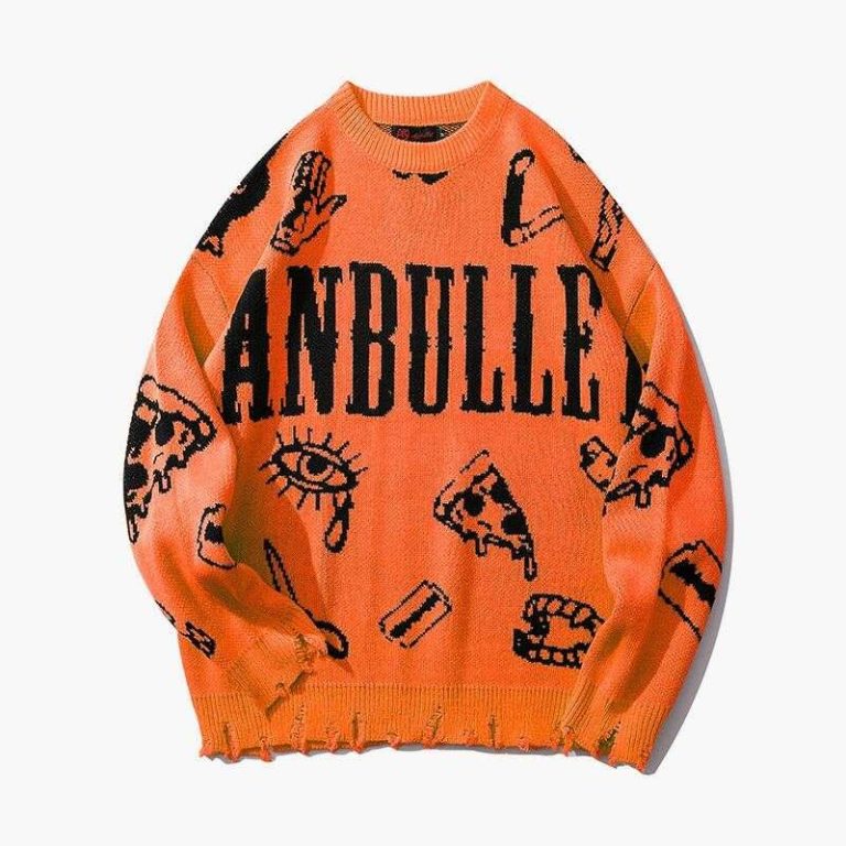 Pull-maille-oversize-streetwear-orne-de-symboles-punk-et-de-finitions-destructur-picture-7