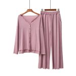 Pyjama-femme-en-coton-a-coupe-ample-et-bordures-ondulees-picture-11