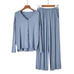 Pyjama-femme-en-coton-a-coupe-ample-et-bordures-ondulees-picture-2