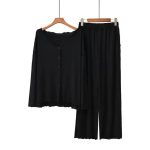 Pyjama-femme-en-coton-a-coupe-ample-et-bordures-ondulees-picture-4