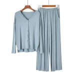Pyjama-femme-en-coton-a-coupe-ample-et-bordures-ondulees-picture-5