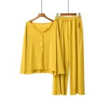 Pyjama-femme-en-coton-a-coupe-ample-et-bordures-ondulees-picture-9