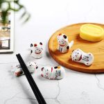 Repose-baguettes japonais en céramique en forme de chats maneki-neko