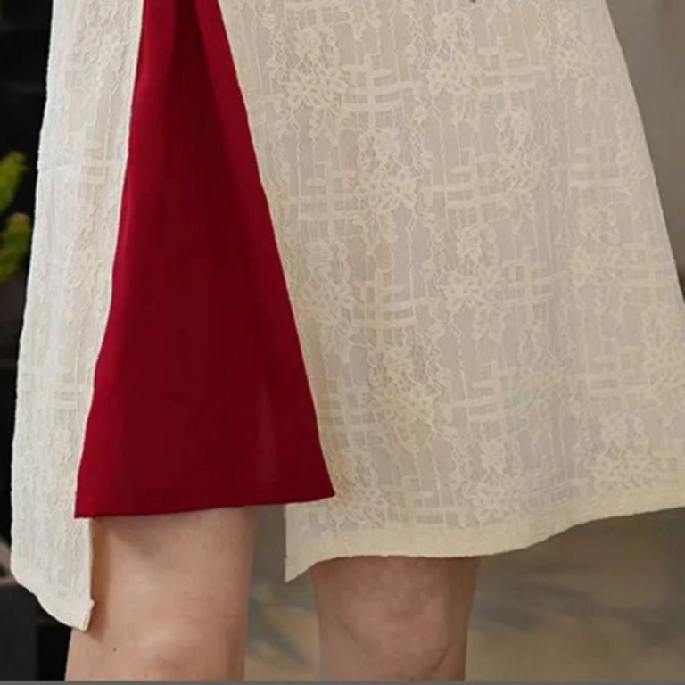 Robe-chinoise-grande-taille-a-col-mandarin-et-fente-laterale-contrastante-picture-8