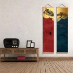 Rouleau-mural-japonais-sur-toile-avec-motifs-de-grue-et-de-fleurs-de-cerisier-picture-2