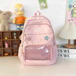 Sac-a-dos-kawaii-pour-enfant-avec-poche-transparente-zippee-et-etoiles-brodees-picture-5