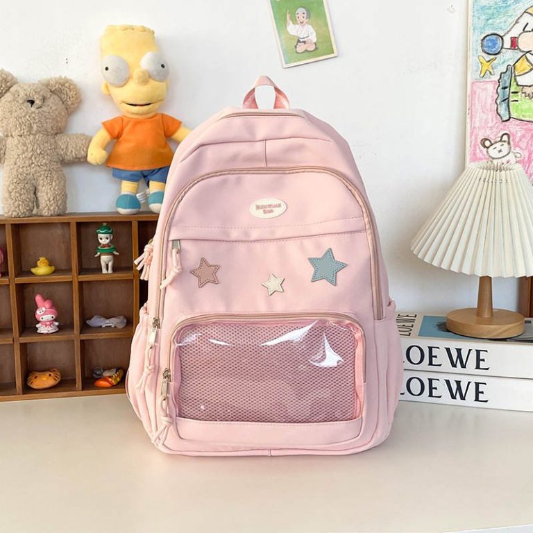 Sac-a-dos-kawaii-pour-enfant-avec-poche-transparente-zippee-et-etoiles-brodees-picture-5