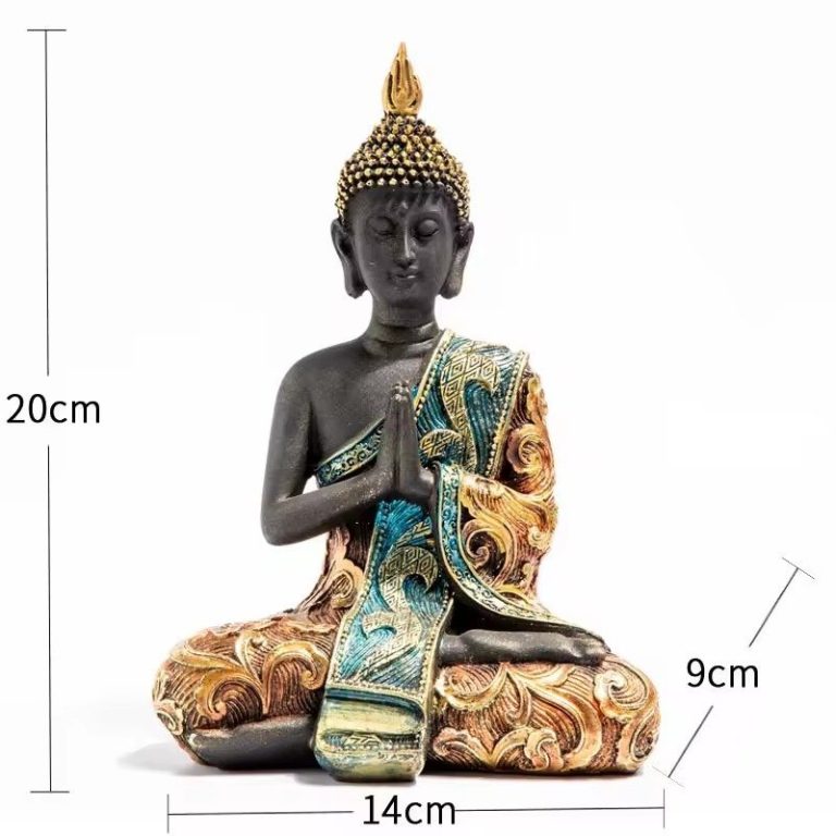 Statue-bouddha-interieur-en-resine-ornee-de-motifs-dores-picture-4
